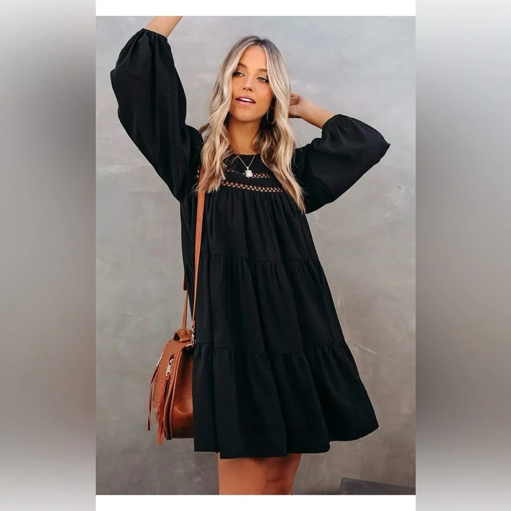 Free the Roses Black Mini Dress - Picture 2 of 9